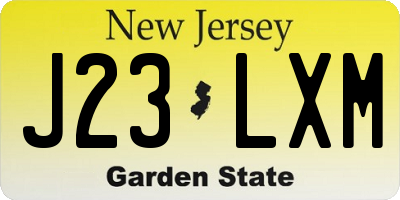 NJ license plate J23LXM