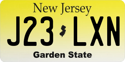NJ license plate J23LXN