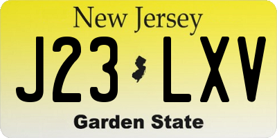 NJ license plate J23LXV