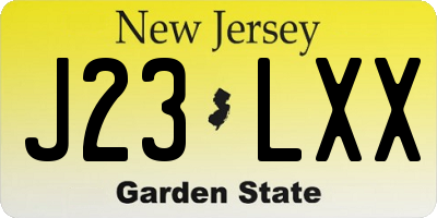 NJ license plate J23LXX