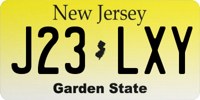NJ license plate J23LXY
