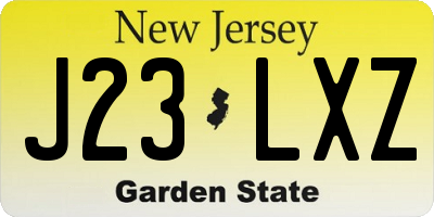 NJ license plate J23LXZ