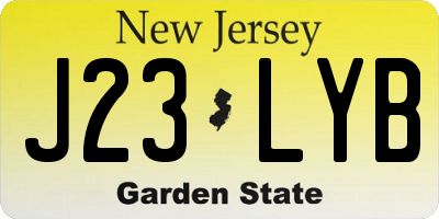 NJ license plate J23LYB