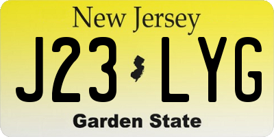 NJ license plate J23LYG