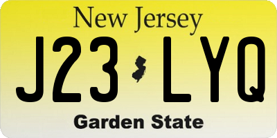 NJ license plate J23LYQ