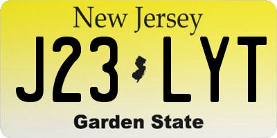 NJ license plate J23LYT