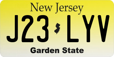 NJ license plate J23LYV