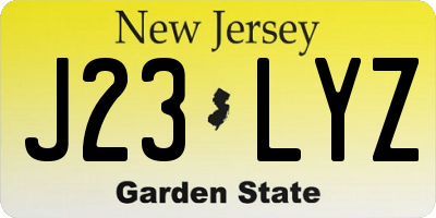 NJ license plate J23LYZ