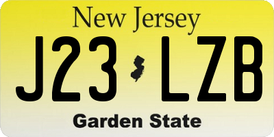 NJ license plate J23LZB