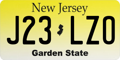 NJ license plate J23LZO