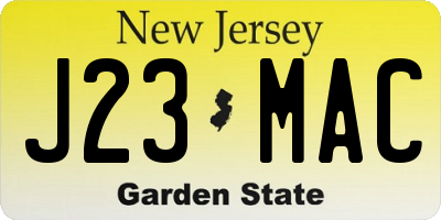 NJ license plate J23MAC