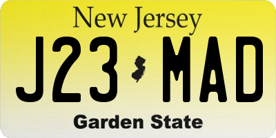 NJ license plate J23MAD