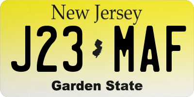 NJ license plate J23MAF