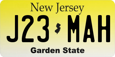 NJ license plate J23MAH