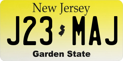 NJ license plate J23MAJ