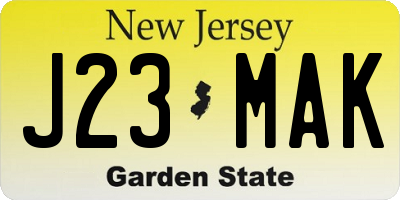NJ license plate J23MAK