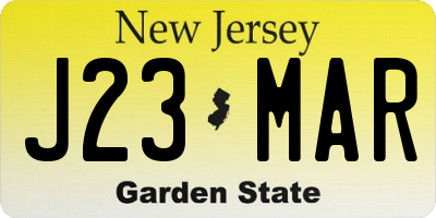 NJ license plate J23MAR