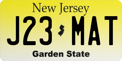 NJ license plate J23MAT