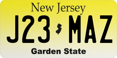 NJ license plate J23MAZ
