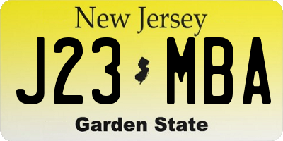 NJ license plate J23MBA