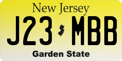 NJ license plate J23MBB