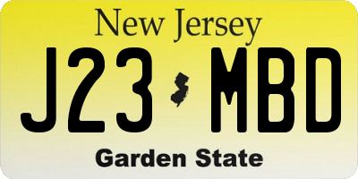 NJ license plate J23MBD