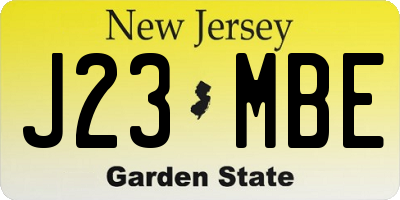 NJ license plate J23MBE