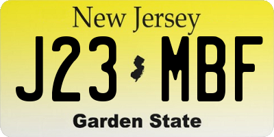 NJ license plate J23MBF