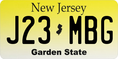 NJ license plate J23MBG