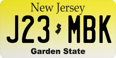 NJ license plate J23MBK