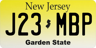 NJ license plate J23MBP
