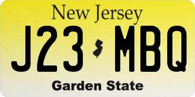 NJ license plate J23MBQ