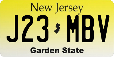 NJ license plate J23MBV