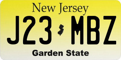 NJ license plate J23MBZ
