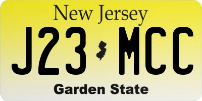 NJ license plate J23MCC