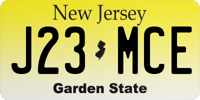 NJ license plate J23MCE