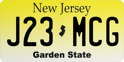 NJ license plate J23MCG