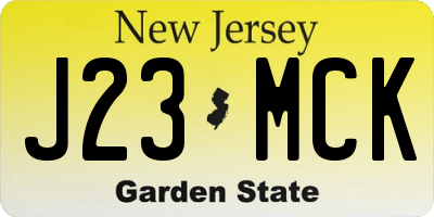 NJ license plate J23MCK