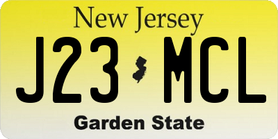 NJ license plate J23MCL