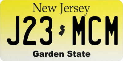 NJ license plate J23MCM