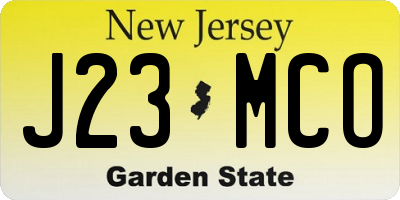 NJ license plate J23MCO