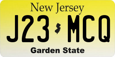 NJ license plate J23MCQ