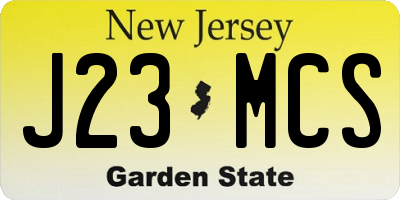 NJ license plate J23MCS