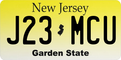NJ license plate J23MCU