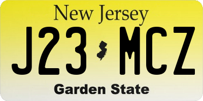 NJ license plate J23MCZ