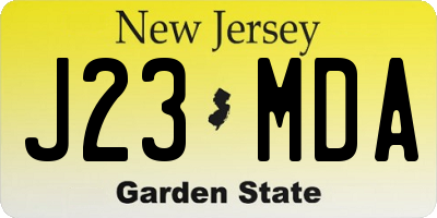 NJ license plate J23MDA