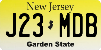 NJ license plate J23MDB