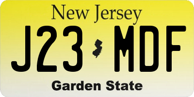 NJ license plate J23MDF