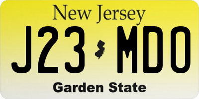 NJ license plate J23MDO