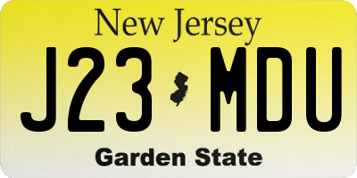 NJ license plate J23MDU